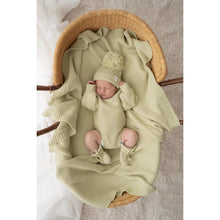 Load image into Gallery viewer, HEIRLOOM BORDER KNIT BLANKET | MATCHA