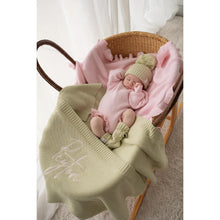 Load image into Gallery viewer, HEIRLOOM BORDER KNIT BLANKET | MATCHA