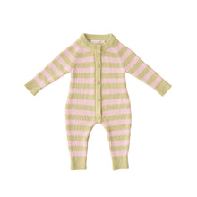 Load image into Gallery viewer, CHUNKY KNIT CLASSIC ROMPER | STRAWBERRY MATCHA STRIPE
