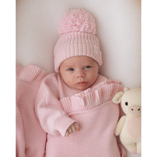 Load image into Gallery viewer, KNITTED POM BEANIE | STRAWBERRY MILK
