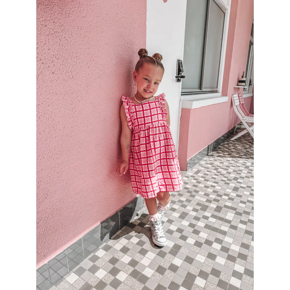 CANDY CHECK FRILL DRESS